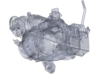 Scooter Engine 100cc 3D Model preview