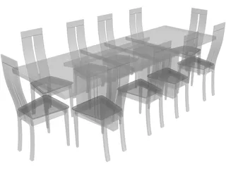 Table with Chairs 3D Model preview