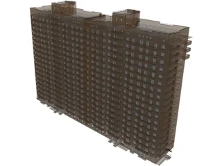 Apartments Block 3D Model preview