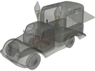 Ice Cream Truck (1950) 3D Model preview