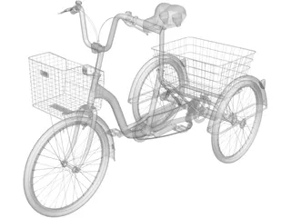 Three-wheeled Bicycle 3D Model preview