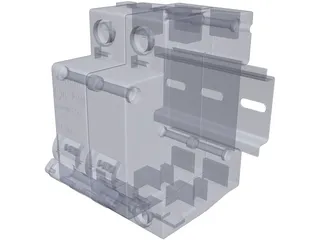 Circuit Breaker with DIN Rail 3D Model preview