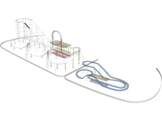 Roller Coaster 3D Model preview