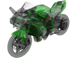 Kawasaki H2R Ninja 3D Model preview