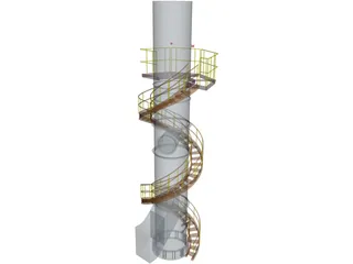 Exhaust Stack Platform Circular Stairway 3D Model preview