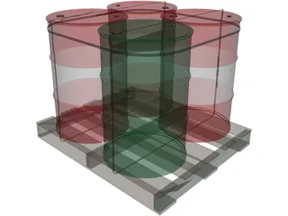 Drums on a Pallet 3D Model preview