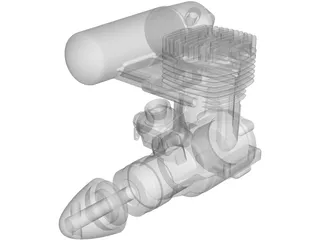 O.S. 61 FX RC Engine with Muffler 3D Model preview