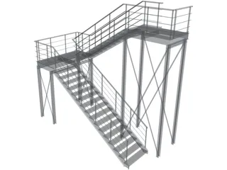 Metal Stairs 3D Model preview