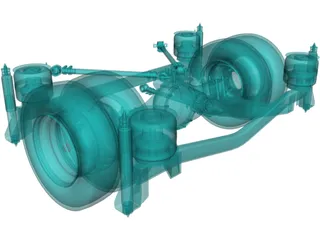 Rear Axle Low Floor Bus 3D Model preview