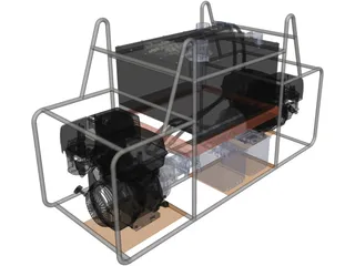 Hydraulic Station with 2 Honda GX 390 3D Model preview