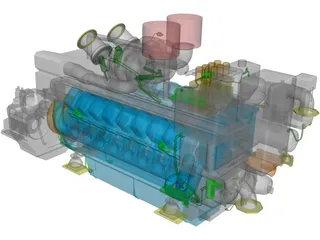 Marine Engine MTU 4500 3D Model preview