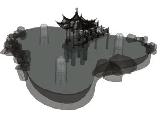 Pavilion On Pond 3D Model preview
