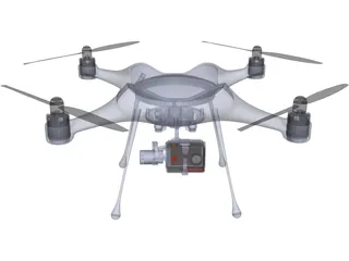 Four-Rotor UAV Drone 3D Model preview