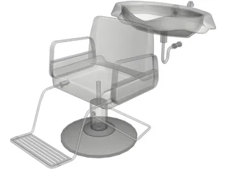 Hair Salon Washing Chair 3D Model preview