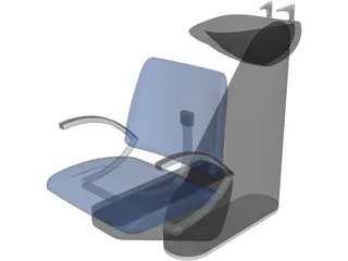 Hair Salon Washing Chair 3D Model preview