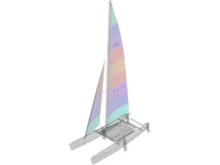 Hobie 18 Racing Catamaran 3D Model preview
