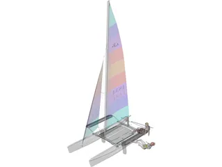 Hobie 18 Magnum Catamaran with Sailors 3D Model preview