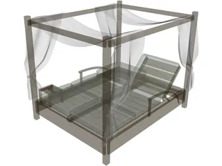 Balinese Bed 3D Model preview