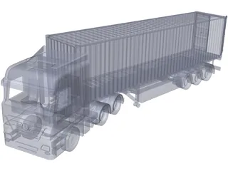 Mercedes-Benz Actros with Trailer 3D Model preview