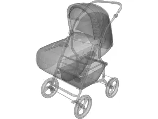 Baby Stroller 3D Model preview