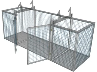 Steel Cage with Doors 3D Model preview