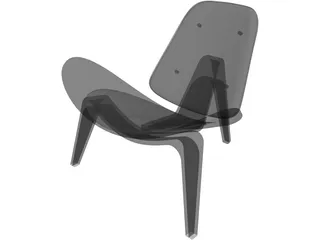 Hans J Wegner Three Legged Chair 3D Model preview