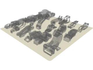 Hard Surface Kitbash Pack 1 Set 2 3D Model preview