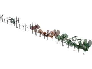 Forest Set Low Poly 3D Model preview