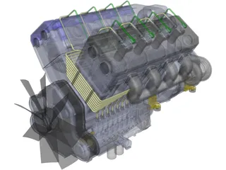 Turbo Diesel Engine 3D Model preview