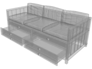 Leather Sofa 3D Model preview