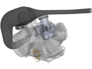 Two Stroke 125cc Engine 3D Model preview