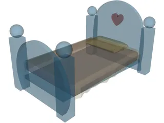 Bed for Teddy Bear 3D Model preview