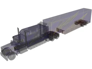 Kenworth W900 Custom with Trailer 3D Model preview