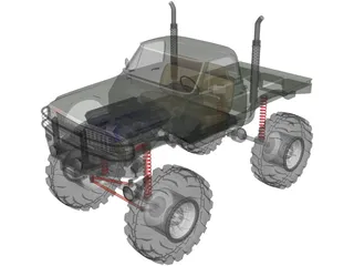 Chevrolet 4x4 Green Machine Pickup (1960) 3D Model preview