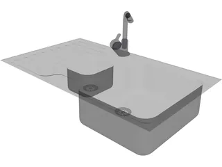 Steel Sink and Faucet 3D Model preview