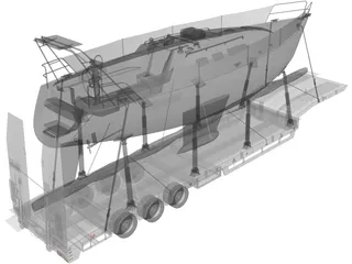 Trailer Boat 3D Model preview