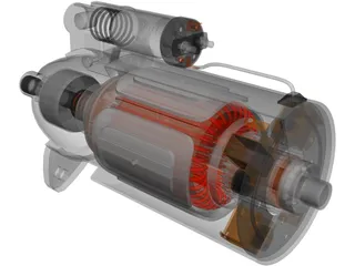 Starting Motor Cutway 3D Model preview