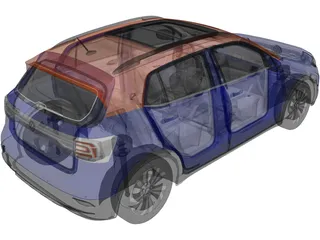 Volkswagen T-Cross (2019) 3D Model preview