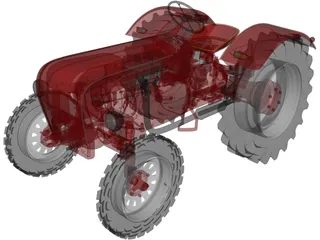 Porsche Diesel Tractor P133 (1956) 3D Model preview