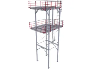 Stairtower 2 Levels 3D Model preview
