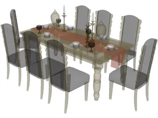 Dining Table 3D Model preview