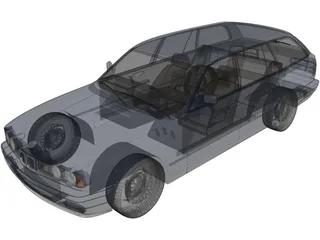 BMW 5-Series E34 Touring (1991) 3D Model preview