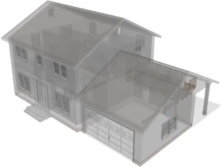 Colonial Style House 3D Model preview