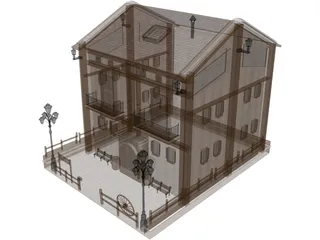 Wooden House 3D Model preview