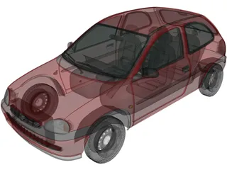 Opel Corsa 3-door (1998) 3D Model preview