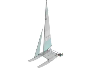 Hobie 16 Racing Catamaran with Male Sailor 3D Model preview