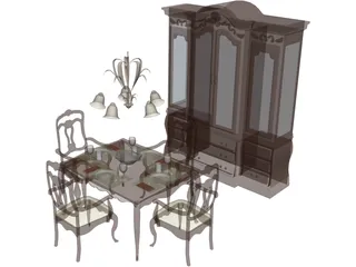 Dining Set 3D Model preview