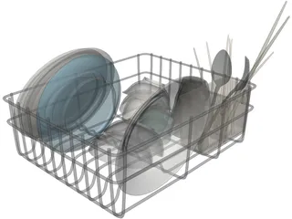 Dish Set 3D Model preview