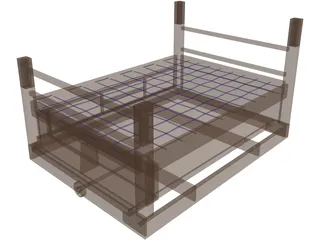 Rope Bed Frame with Drawers 3D Model preview