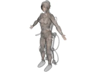 Woman Warrior Futuristic 3D Model preview